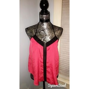 Coral spaghetti strap zipper top razor back